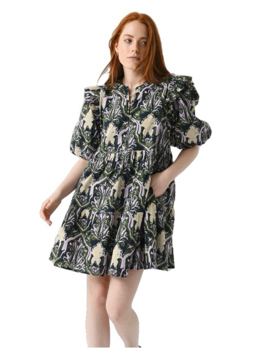 Cleobella Women’s Camden Mini Dress, Multicolor Geoprint Green Purple size M